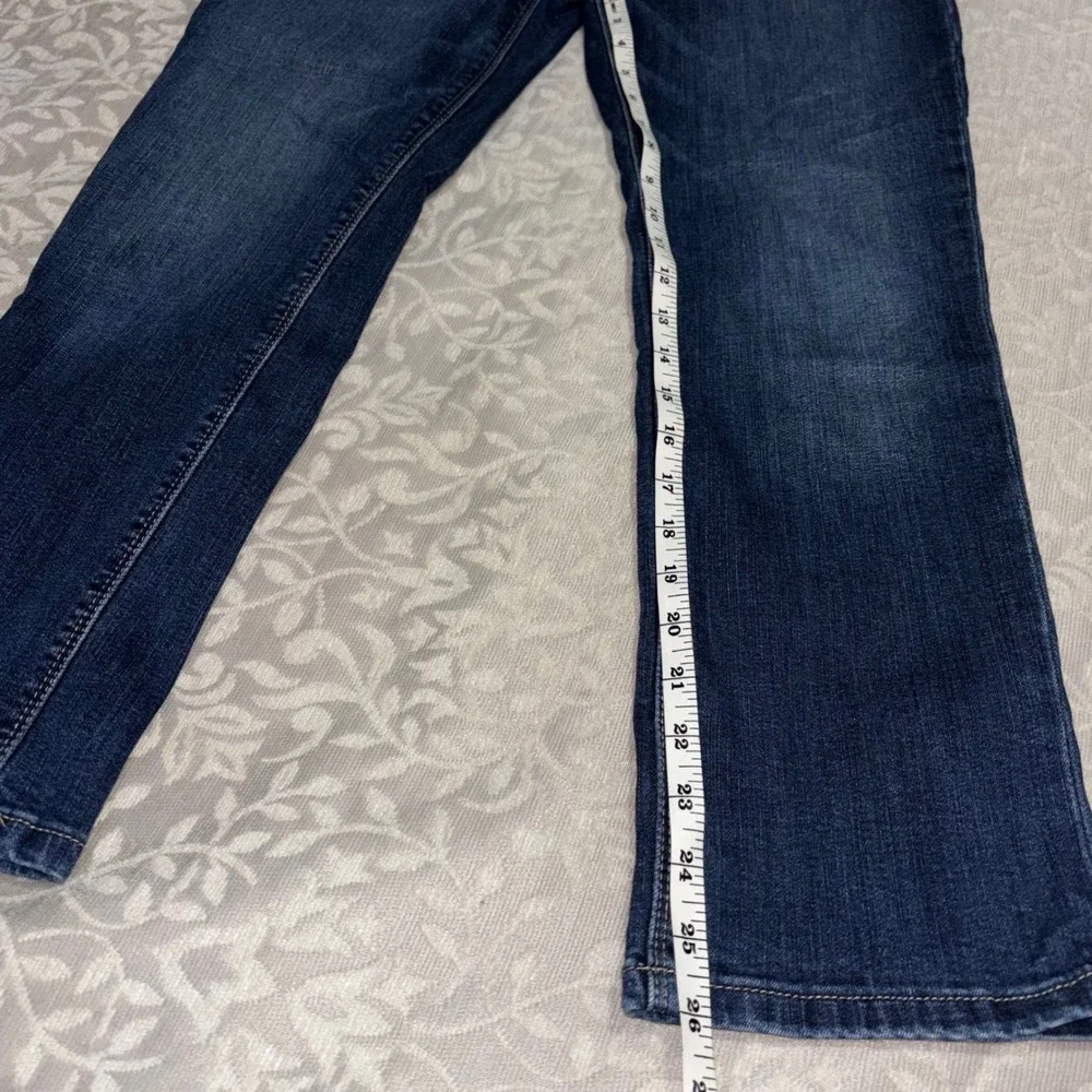White House Black Market Crop Leg Jeans Dark Wash Rhinestone Pocket Womens 8